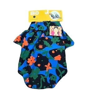 NWT Dog/Cat Velcro Short Sleeve Tropical Floral Print Shirt, Size S
